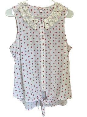Her Universe Marvel Captain America Tie Front Blouse‎ Crochet Collar Size L